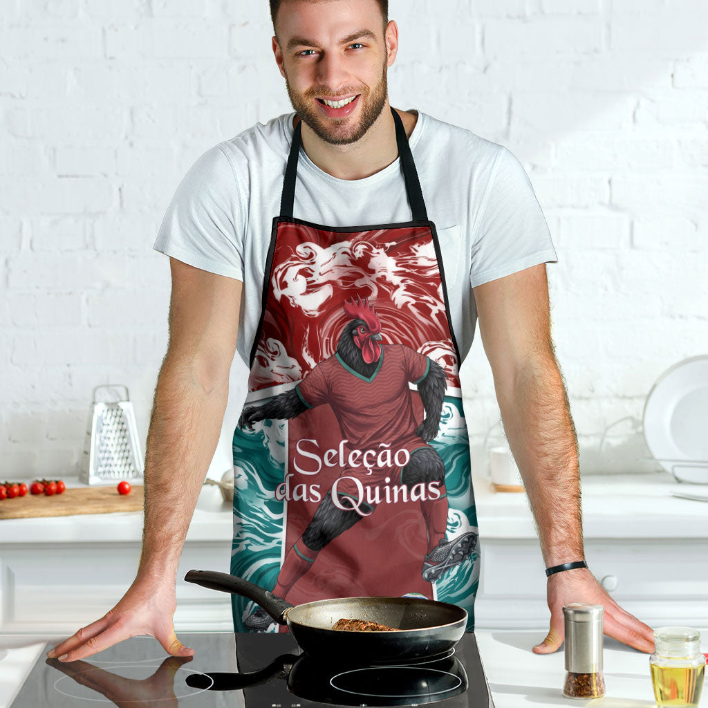 Portugal Football Apron Selecao das Quinas Rooster Mascot Ornate Marble Swirl