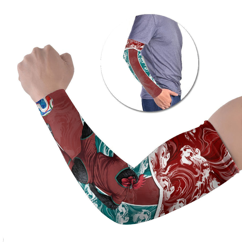 Portugal Football Arm Sleeves Selecao das Quinas Rooster Mascot Ornate Marble Swirl