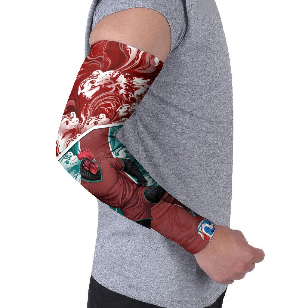 Portugal Football Arm Sleeves Selecao das Quinas Rooster Mascot Ornate Marble Swirl