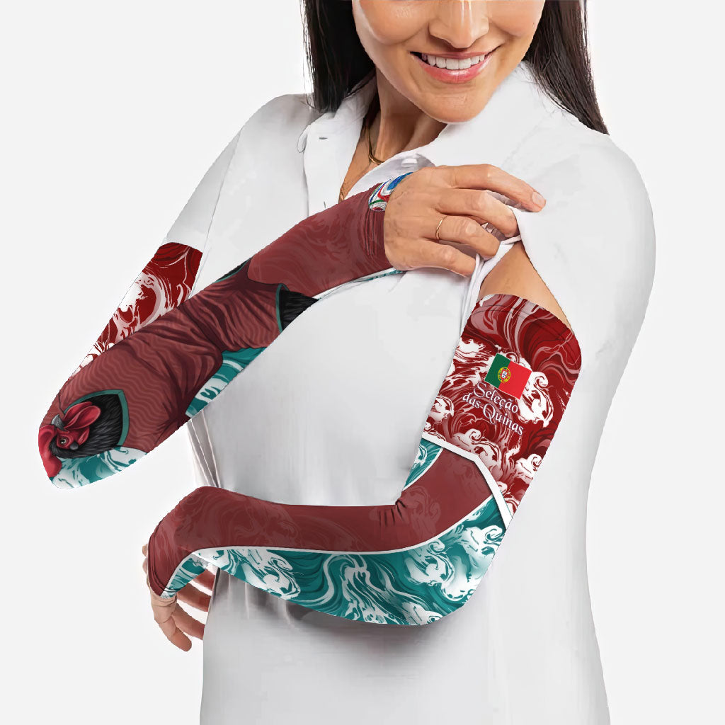 Portugal Football Arm Sleeves Selecao das Quinas Rooster Mascot Ornate Marble Swirl
