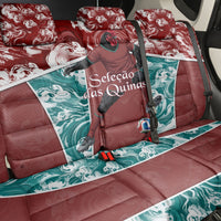 Portugal Football Back Car Seat Cover Selecao das Quinas Rooster Mascot Ornate Marble Swirl