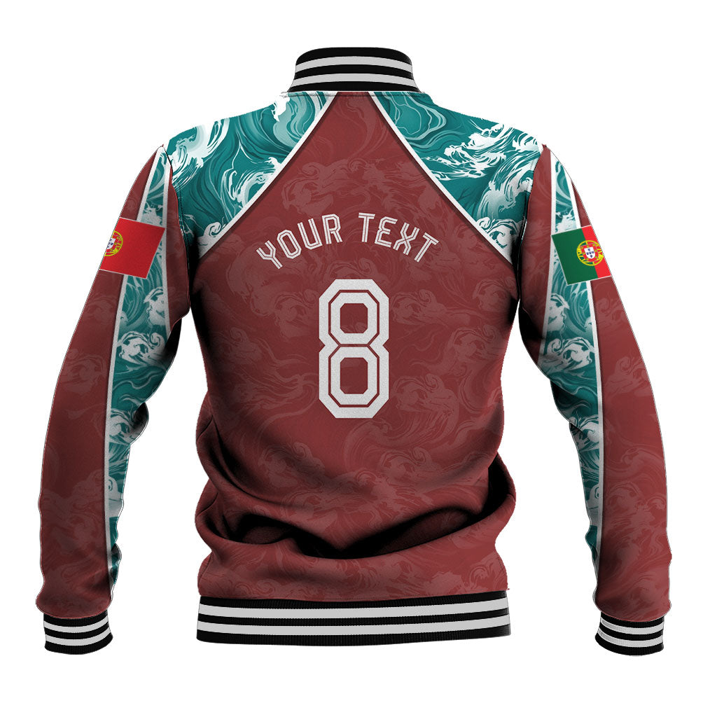 Personalized Portugal Football Baseball Jacket Selecao das Quinas Rooster Mascot Ornate Marble Swirl