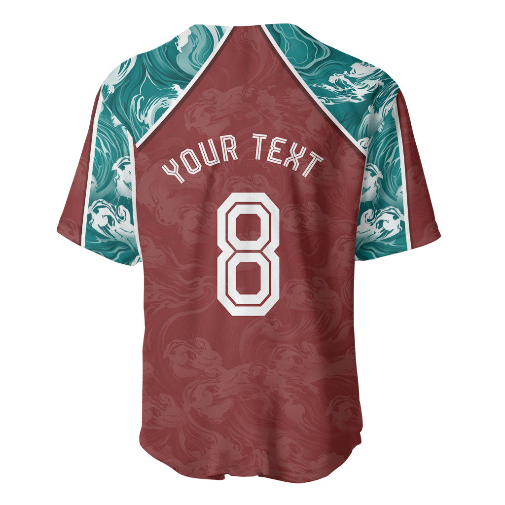 Personalized Portugal Football Baseball Jersey Selecao das Quinas Rooster Mascot Ornate Marble Swirl