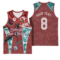 Personalized Portugal Football Basketball Jersey Selecao das Quinas Rooster Mascot Ornate Marble Swirl