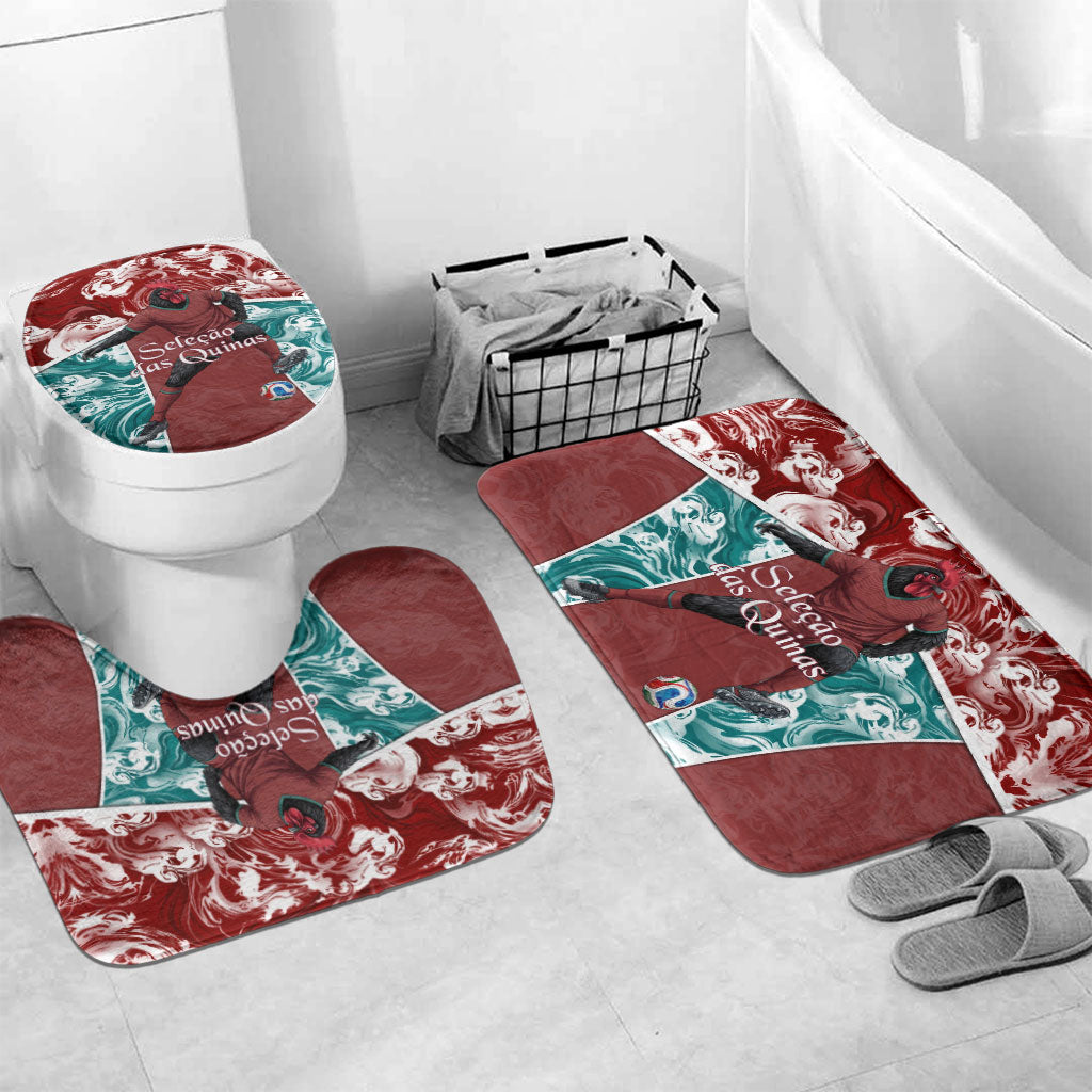 Portugal Football Bathroom Set Selecao das Quinas Rooster Mascot Ornate Marble Swirl