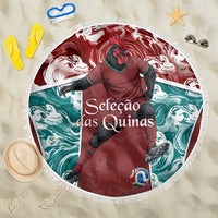 Portugal Football Beach Blanket Selecao das Quinas Rooster Mascot Ornate Marble Swirl