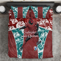 Portugal Football Bedding Set Selecao das Quinas Rooster Mascot Ornate Marble Swirl