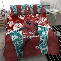 Portugal Football Bedding Set Selecao das Quinas Rooster Mascot Ornate Marble Swirl