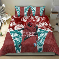 Portugal Football Bedding Set Selecao das Quinas Rooster Mascot Ornate Marble Swirl