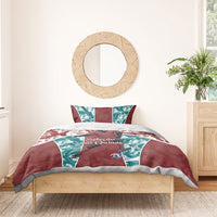 Portugal Football Bedding Set Selecao das Quinas Rooster Mascot Ornate Marble Swirl