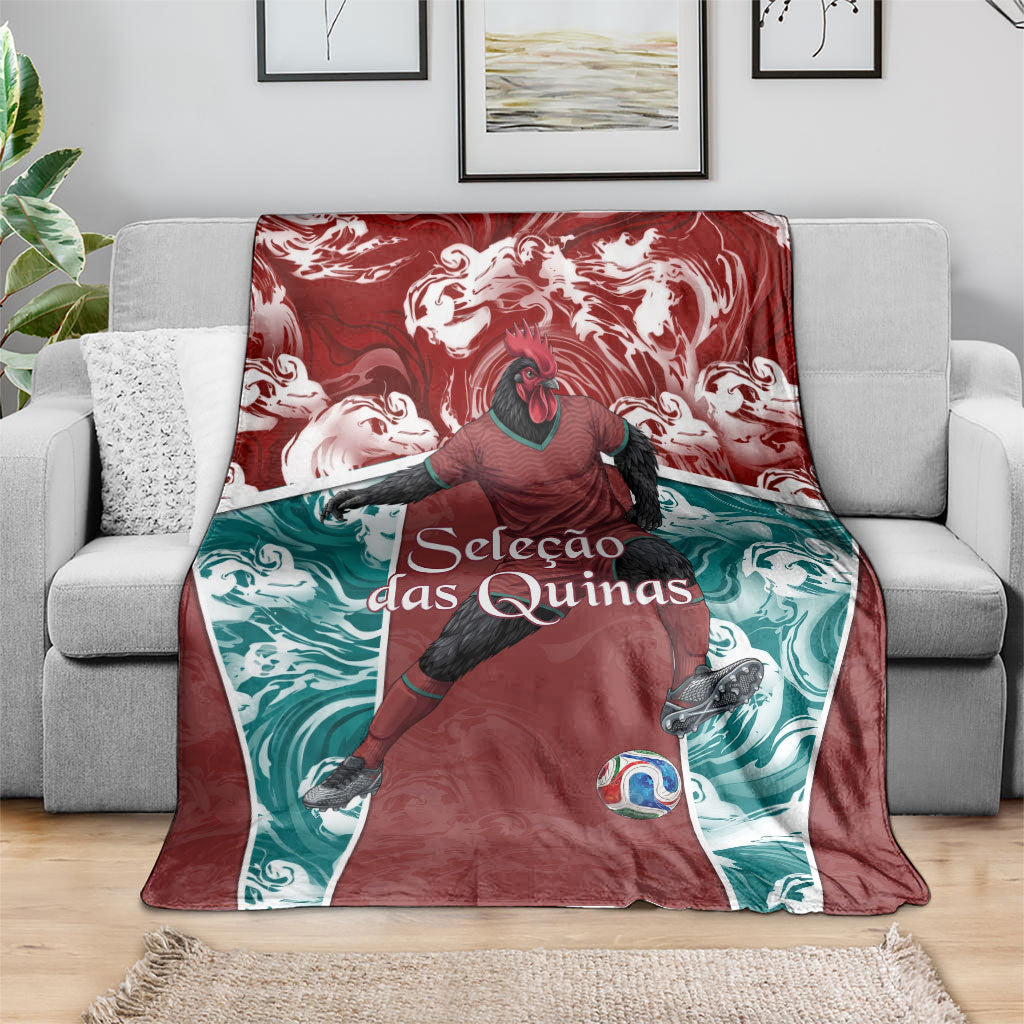 Portugal Football Blanket Selecao das Quinas Rooster Mascot Ornate Marble Swirl