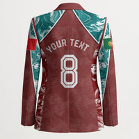 Personalized Portugal Football Blazer Selecao das Quinas Rooster Mascot Ornate Marble Swirl