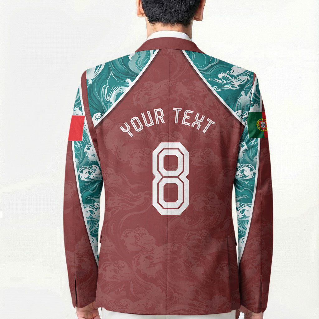 Personalized Portugal Football Blazer Selecao das Quinas Rooster Mascot Ornate Marble Swirl