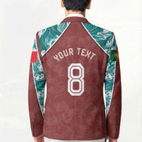 Personalized Portugal Football Blazer Selecao das Quinas Rooster Mascot Ornate Marble Swirl