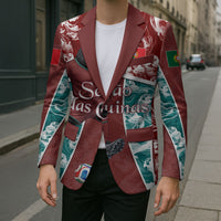 Personalized Portugal Football Blazer Selecao das Quinas Rooster Mascot Ornate Marble Swirl