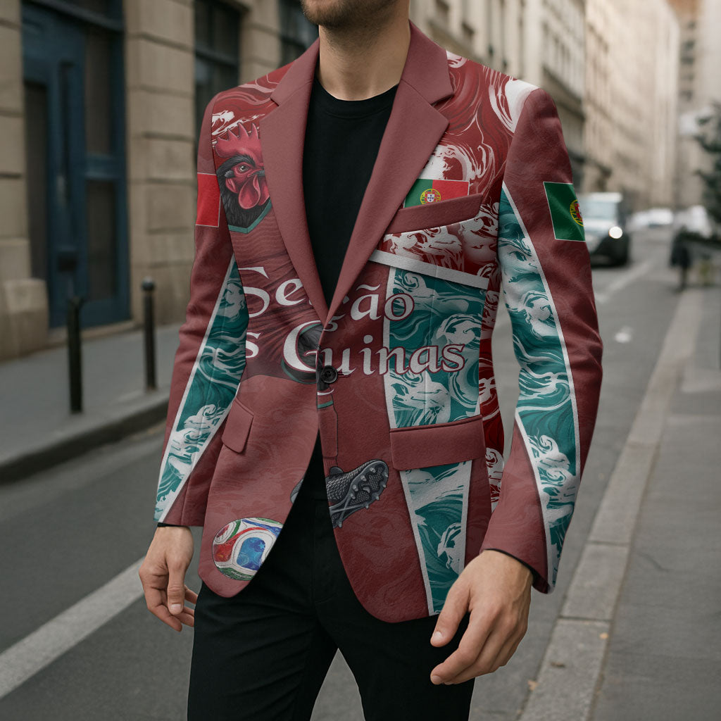 Personalized Portugal Football Blazer Selecao das Quinas Rooster Mascot Ornate Marble Swirl