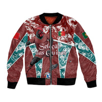 Personalized Portugal Football Bomber Jacket Selecao das Quinas Rooster Mascot Ornate Marble Swirl