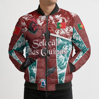 Personalized Portugal Football Bomber Puffer Jacket Selecao das Quinas Rooster Mascot Ornate Marble Swirl
