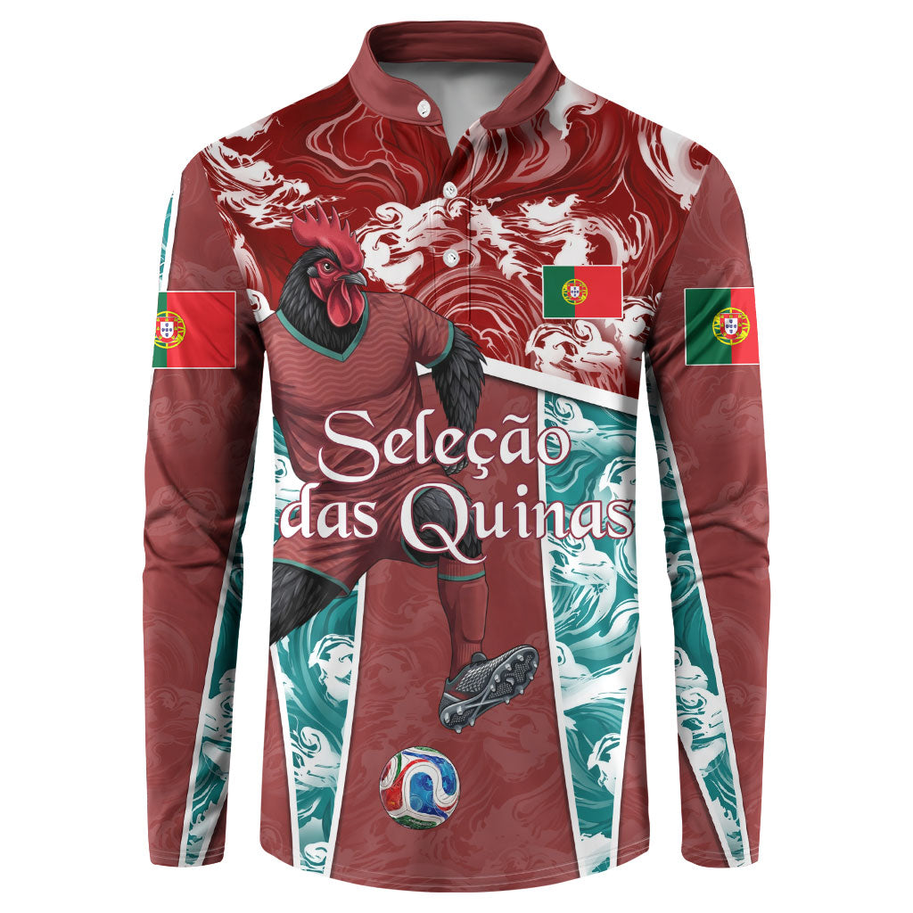 Personalized Portugal Football Button Sweatshirt Selecao das Quinas Rooster Mascot Ornate Marble Swirl