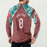 Personalized Portugal Football Button Sweatshirt Selecao das Quinas Rooster Mascot Ornate Marble Swirl