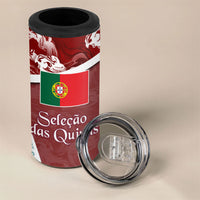 Portugal Football 4 in 1 Can Cooler Tumbler Selecao das Quinas Rooster Mascot Ornate Marble Swirl