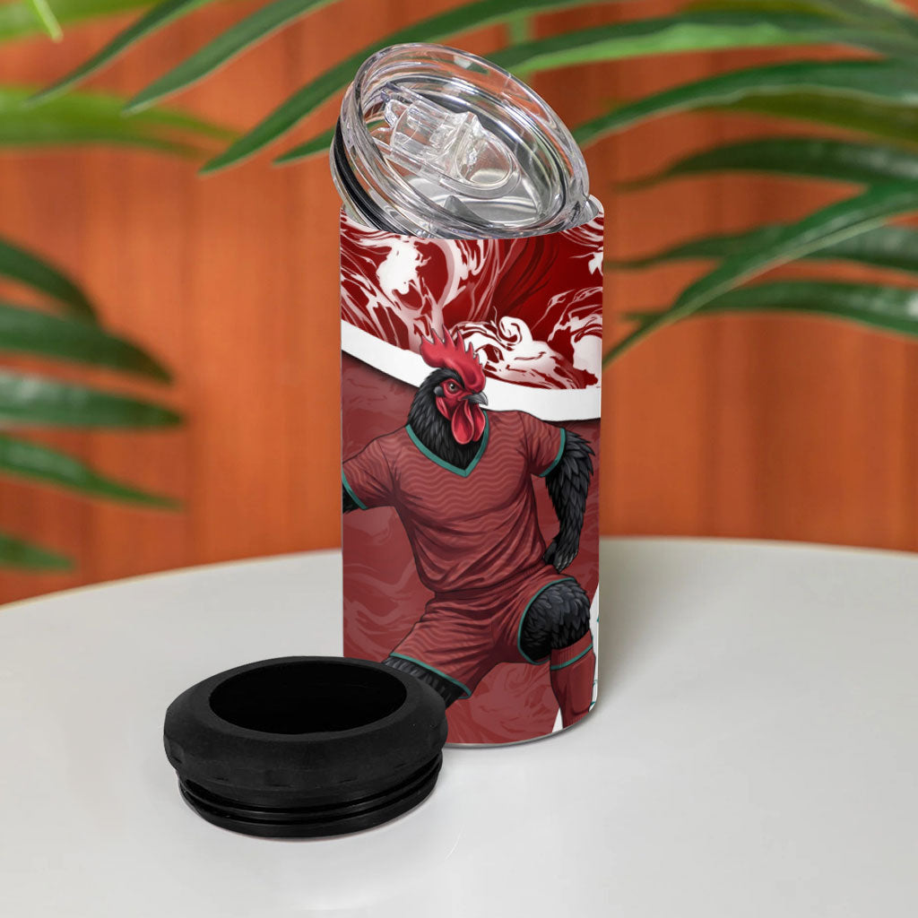 Portugal Football 4 in 1 Can Cooler Tumbler Selecao das Quinas Rooster Mascot Ornate Marble Swirl