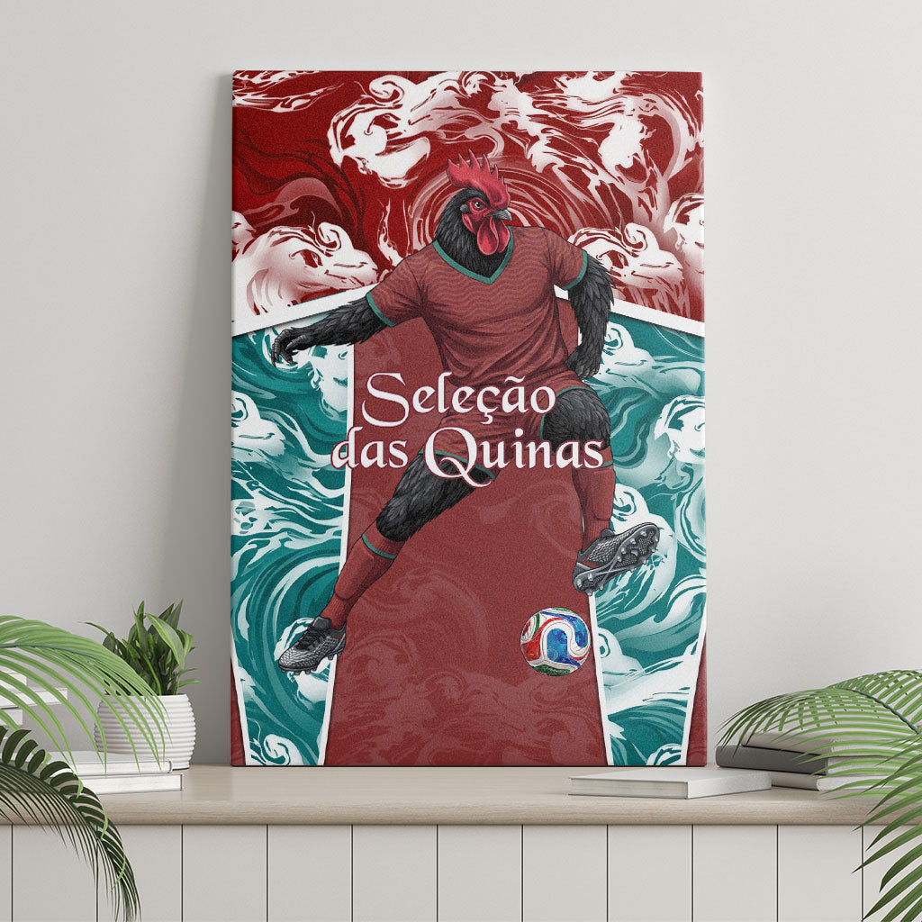 Portugal Football Canvas Wall Art Selecao das Quinas Rooster Mascot Ornate Marble Swirl