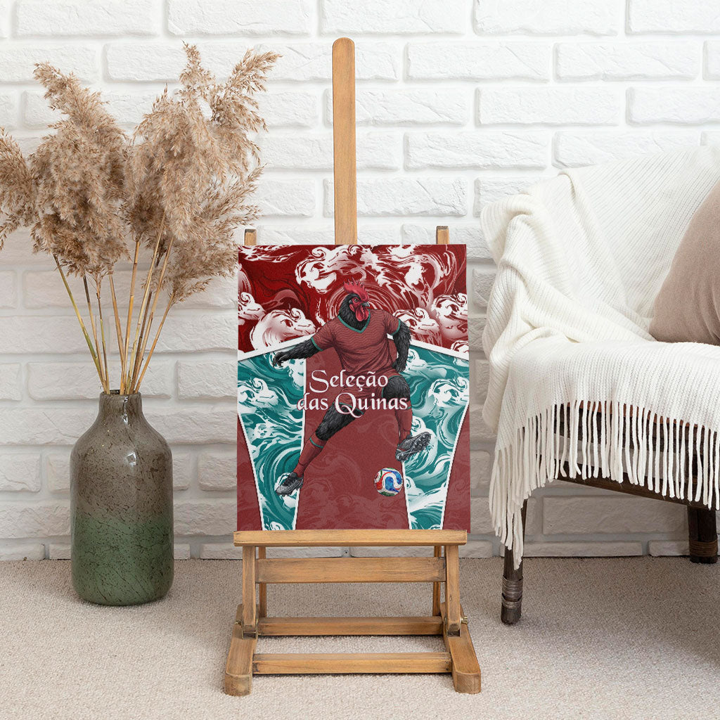 Portugal Football Canvas Wall Art Selecao das Quinas Rooster Mascot Ornate Marble Swirl