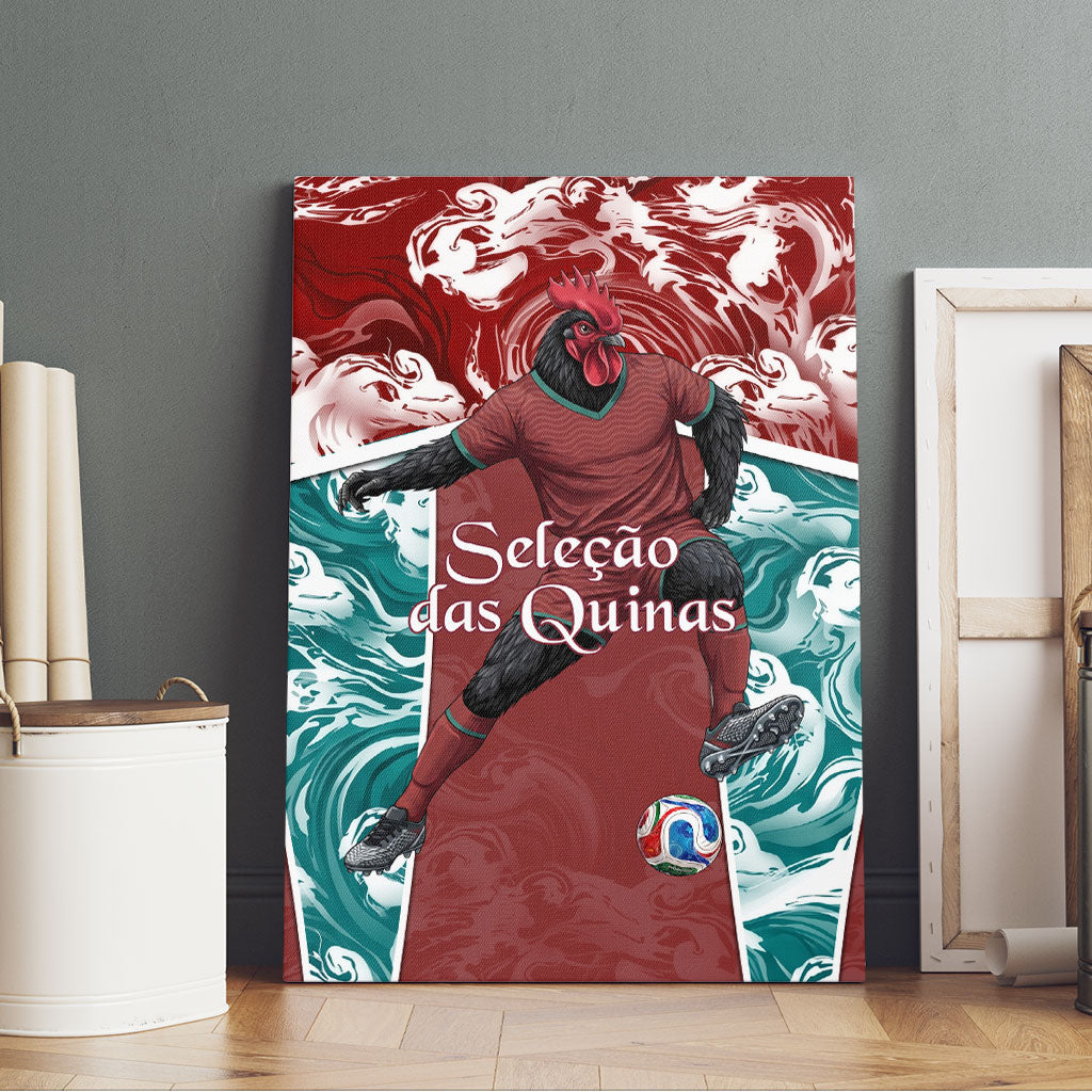 Portugal Football Canvas Wall Art Selecao das Quinas Rooster Mascot Ornate Marble Swirl