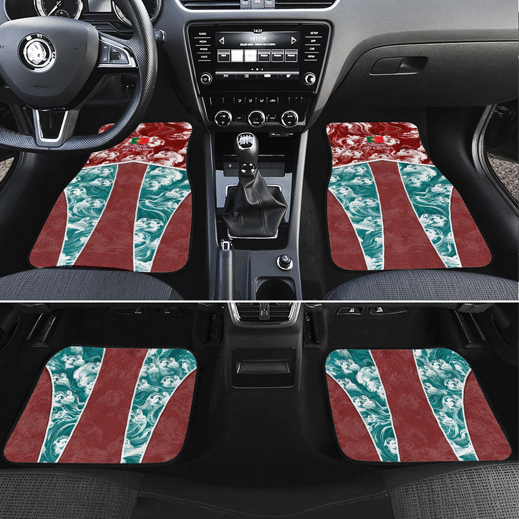Portugal Football Car Mats Selecao das Quinas Rooster Mascot Ornate Marble Swirl