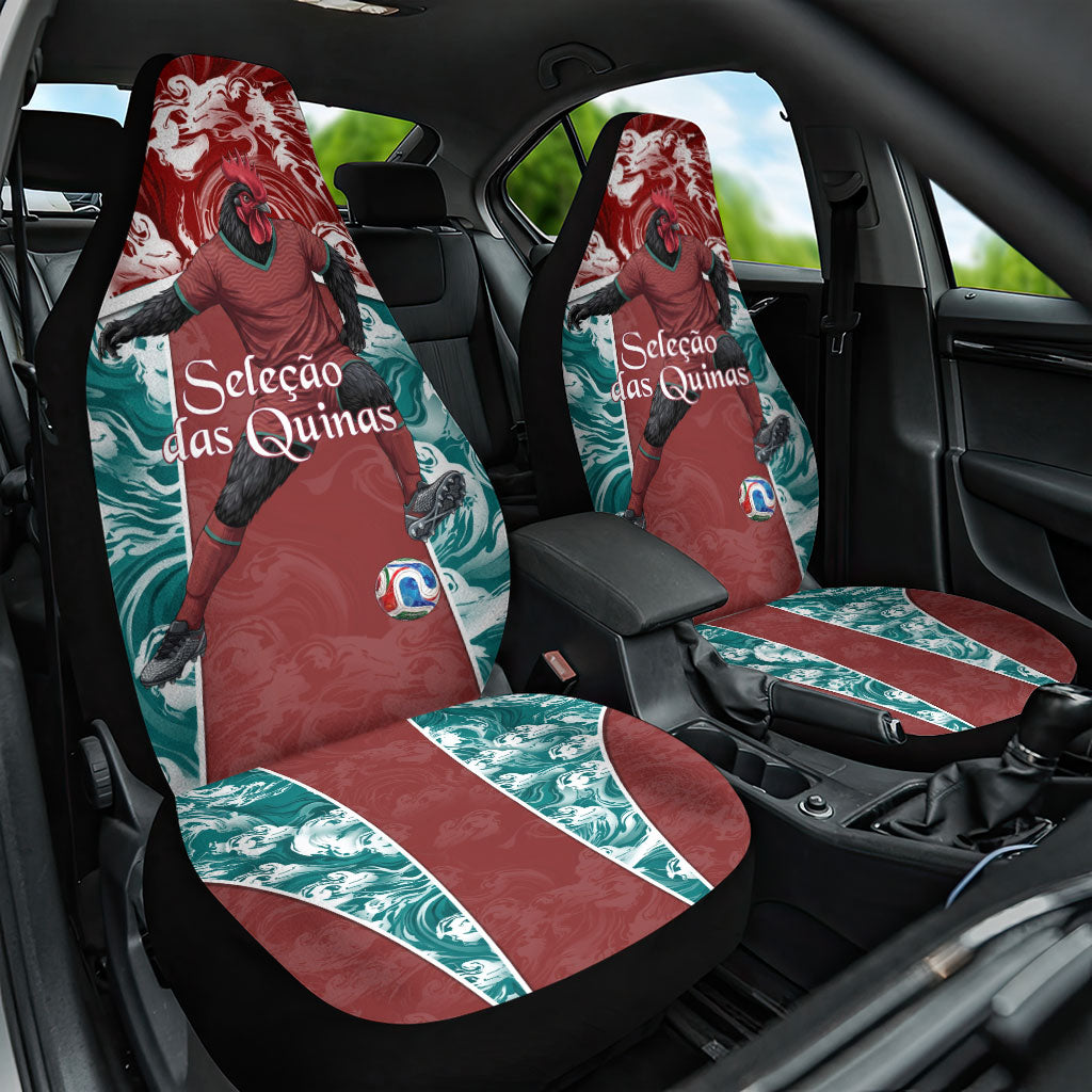Portugal Football Car Seat Cover Selecao das Quinas Rooster Mascot Ornate Marble Swirl