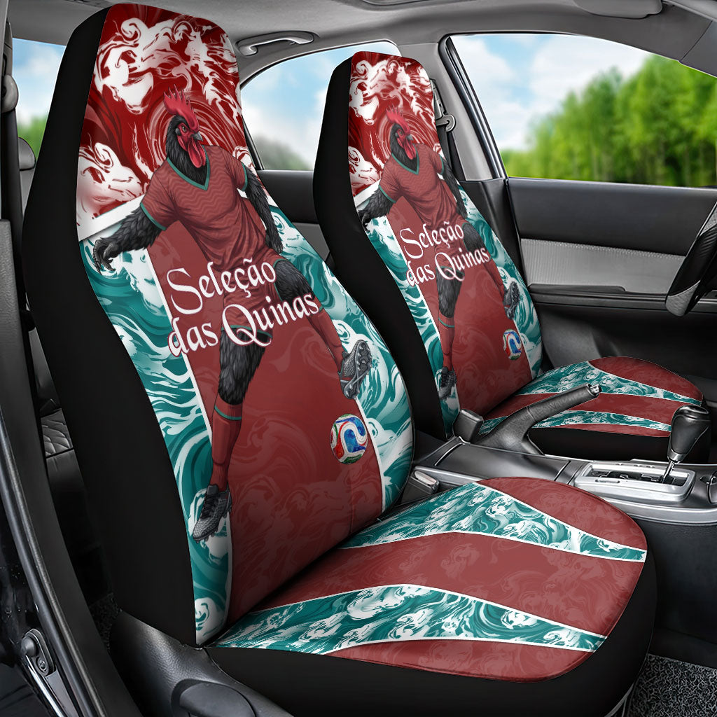 Portugal Football Car Seat Cover Selecao das Quinas Rooster Mascot Ornate Marble Swirl