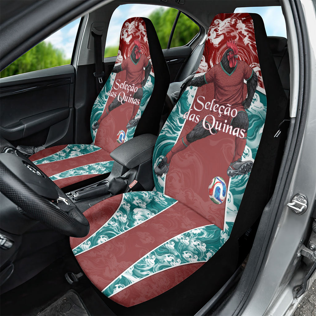 Portugal Football Car Seat Cover Selecao das Quinas Rooster Mascot Ornate Marble Swirl