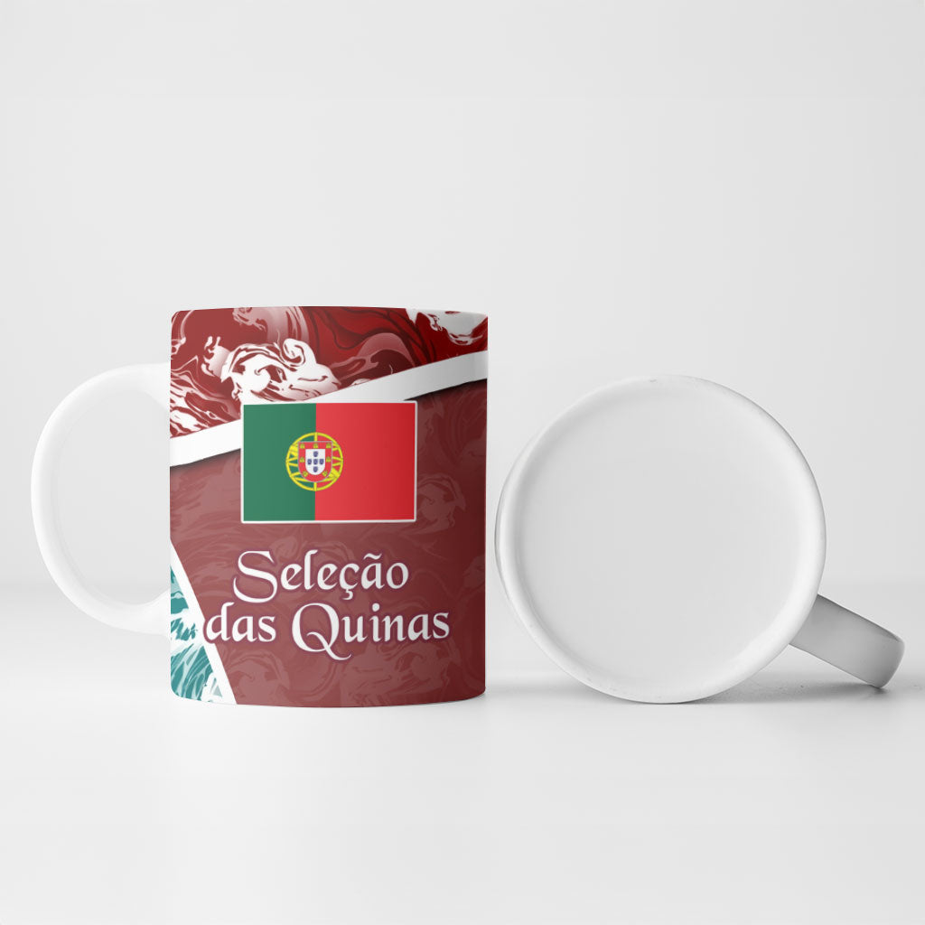 Portugal Football Ceramic Mug Selecao das Quinas Rooster Mascot Ornate Marble Swirl