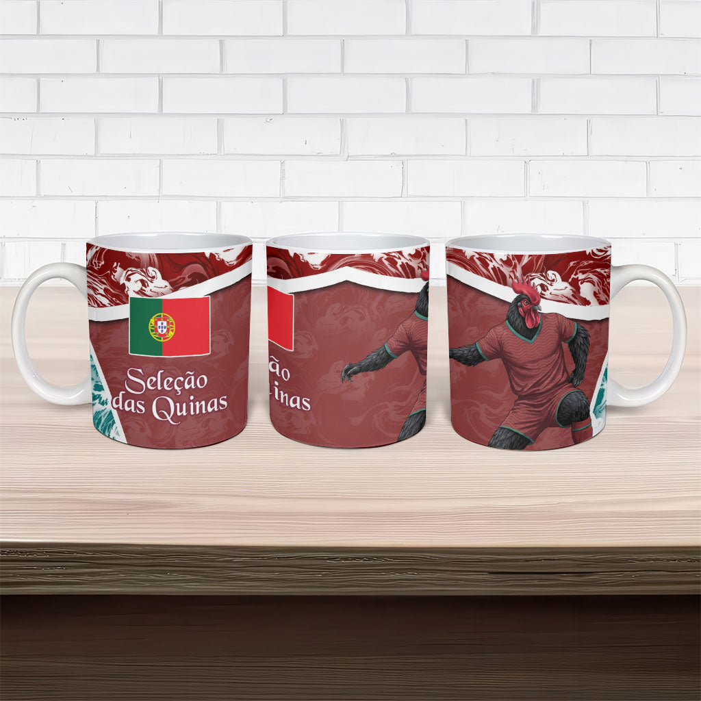 Portugal Football Ceramic Mug Selecao das Quinas Rooster Mascot Ornate Marble Swirl