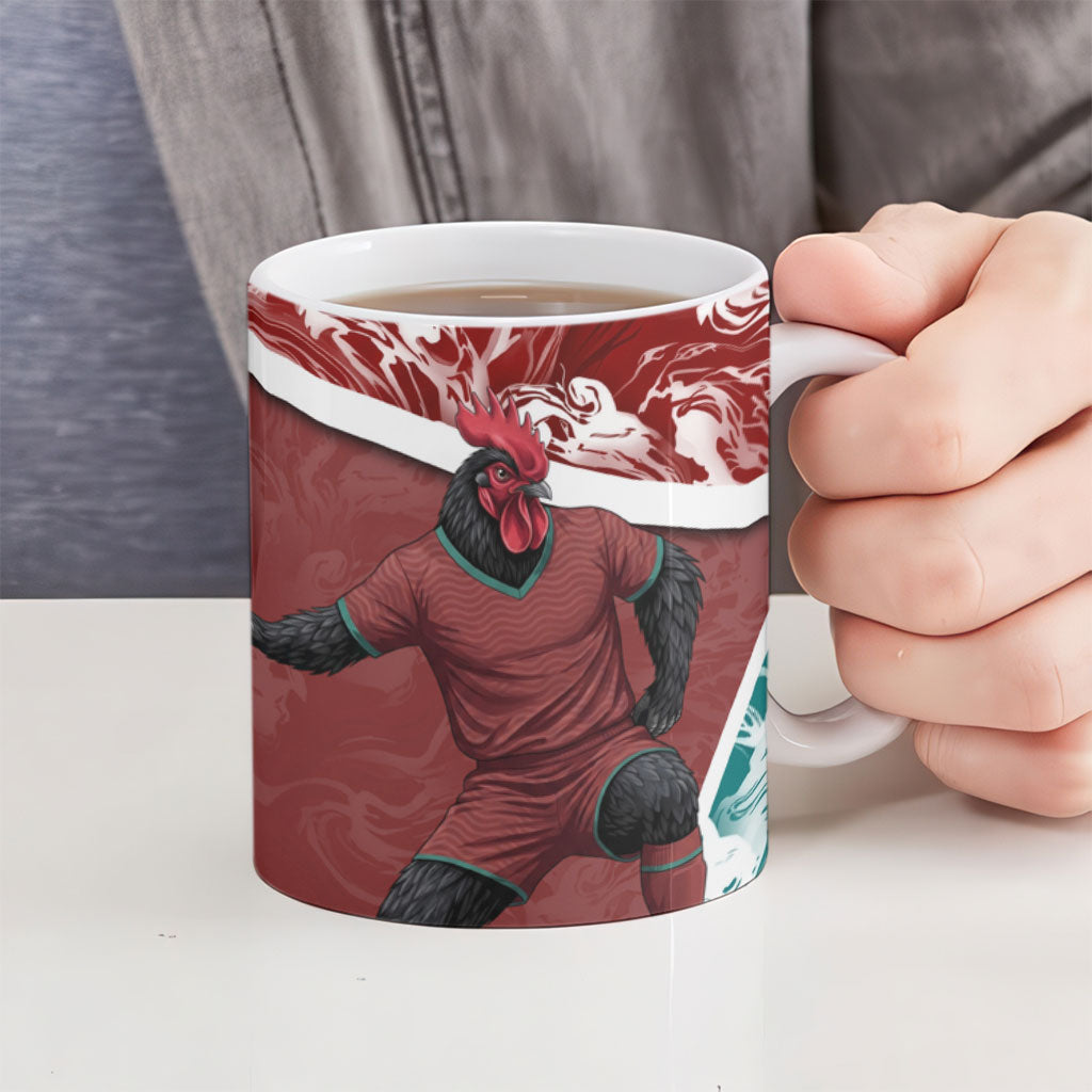 Portugal Football Ceramic Mug Selecao das Quinas Rooster Mascot Ornate Marble Swirl