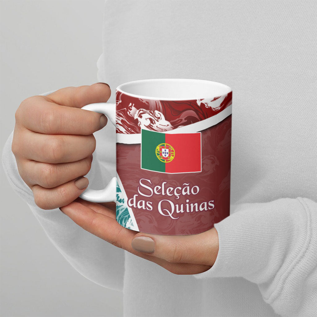 Portugal Football Ceramic Mug Selecao das Quinas Rooster Mascot Ornate Marble Swirl