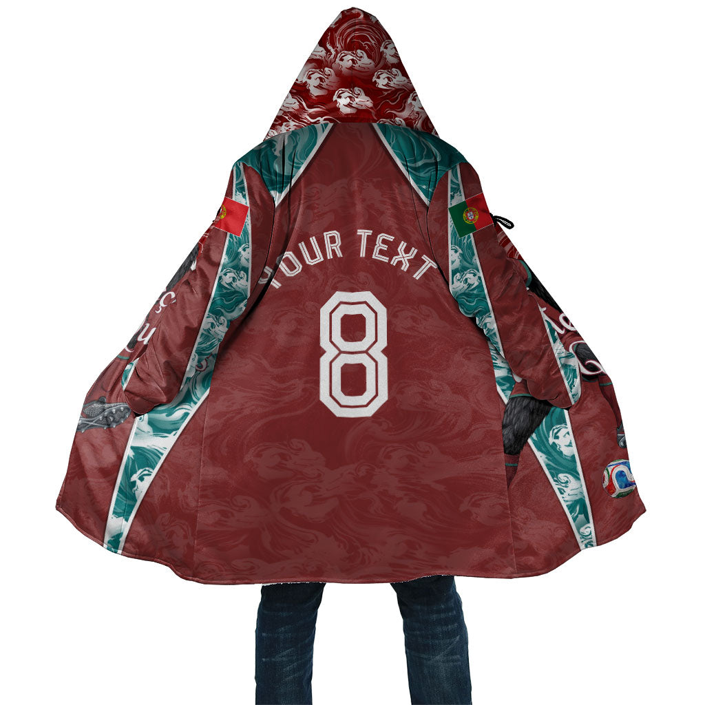 Personalized Portugal Football Cloak Selecao das Quinas Rooster Mascot Ornate Marble Swirl