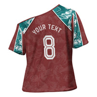 Personalized Portugal Football Cross Shoulder Shirt Selecao das Quinas Rooster Mascot Ornate Marble Swirl