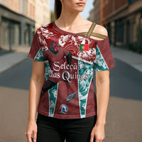 Personalized Portugal Football Cross Shoulder Shirt Selecao das Quinas Rooster Mascot Ornate Marble Swirl