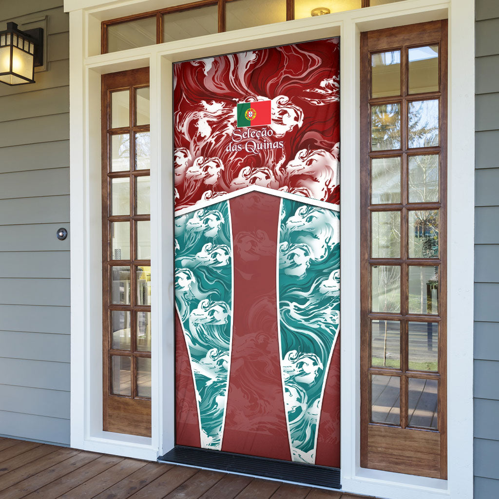 Portugal Football Door Cover Selecao das Quinas Rooster Mascot Ornate Marble Swirl