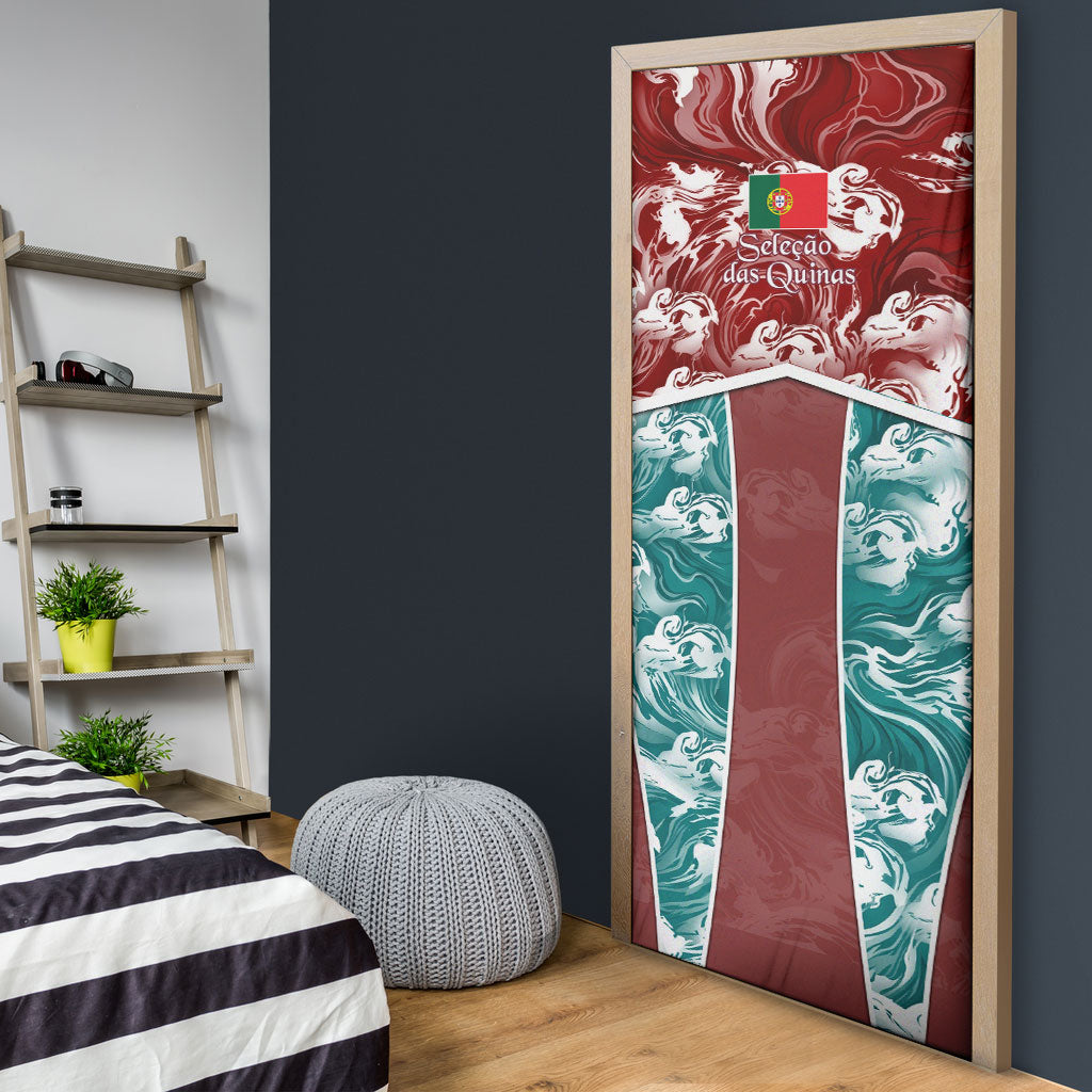 Portugal Football Door Cover Selecao das Quinas Rooster Mascot Ornate Marble Swirl