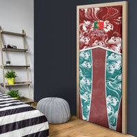 Portugal Football Door Cover Selecao das Quinas Rooster Mascot Ornate Marble Swirl
