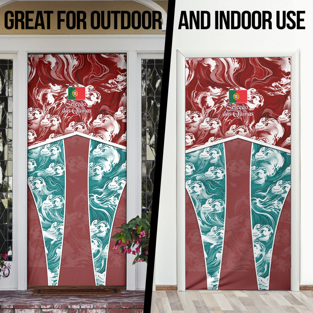 Portugal Football Door Cover Selecao das Quinas Rooster Mascot Ornate Marble Swirl