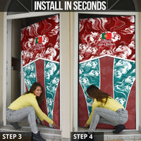 Portugal Football Door Cover Selecao das Quinas Rooster Mascot Ornate Marble Swirl