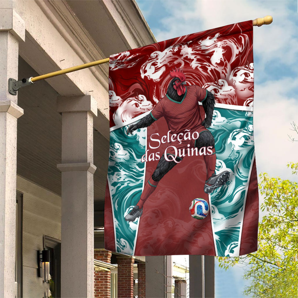 Portugal Football Garden Flag Selecao das Quinas Rooster Mascot Ornate Marble Swirl