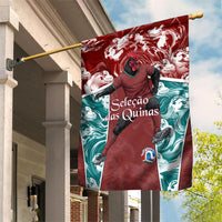 Portugal Football Garden Flag Selecao das Quinas Rooster Mascot Ornate Marble Swirl