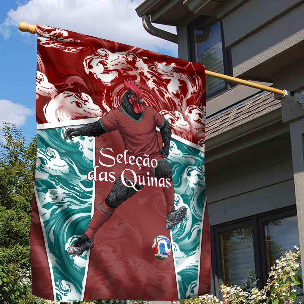 Portugal Football Garden Flag Selecao das Quinas Rooster Mascot Ornate Marble Swirl
