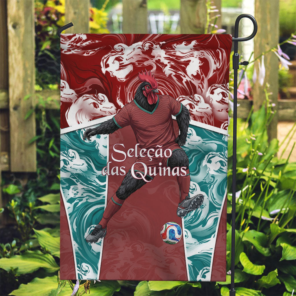 Portugal Football Garden Flag Selecao das Quinas Rooster Mascot Ornate Marble Swirl
