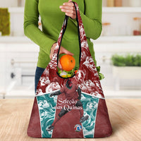 Portugal Football Grocery Bag Selecao das Quinas Rooster Mascot Ornate Marble Swirl